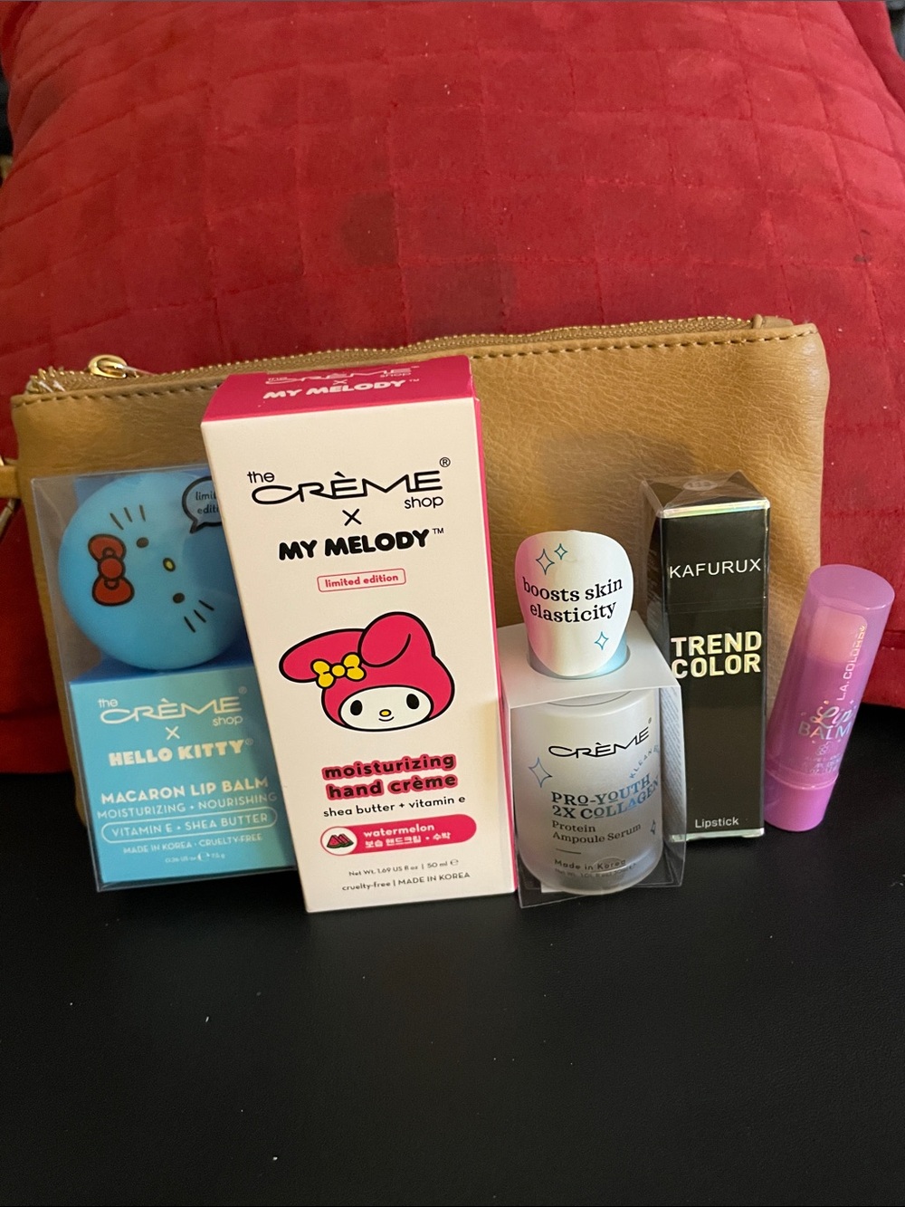 The Crème Shop Hand Cream, Lip Balm, Pro-Youth Serum, Lipstick, & Balm , Wristle